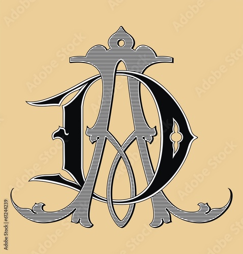 Vintage monogram AD tattoo