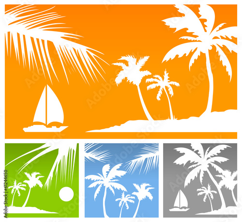 Summer palms background in different color  vector illustration