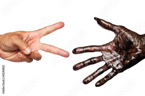 Rock, Paper, Scissors - hands isolated on white background photo