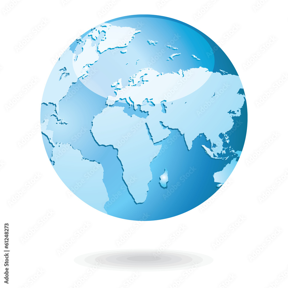 Fototapeta premium World Map and Globe Detail Vector Illustration