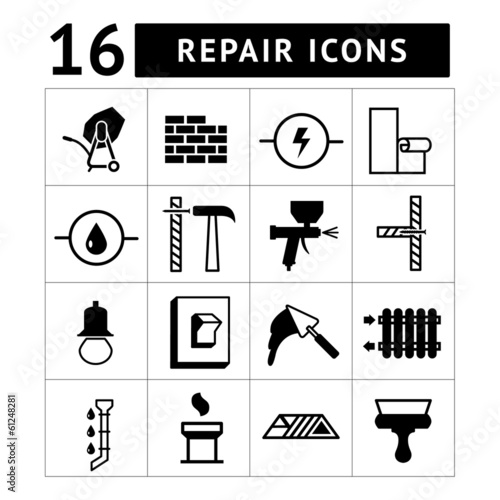 Set of construction, building, and house repair icons