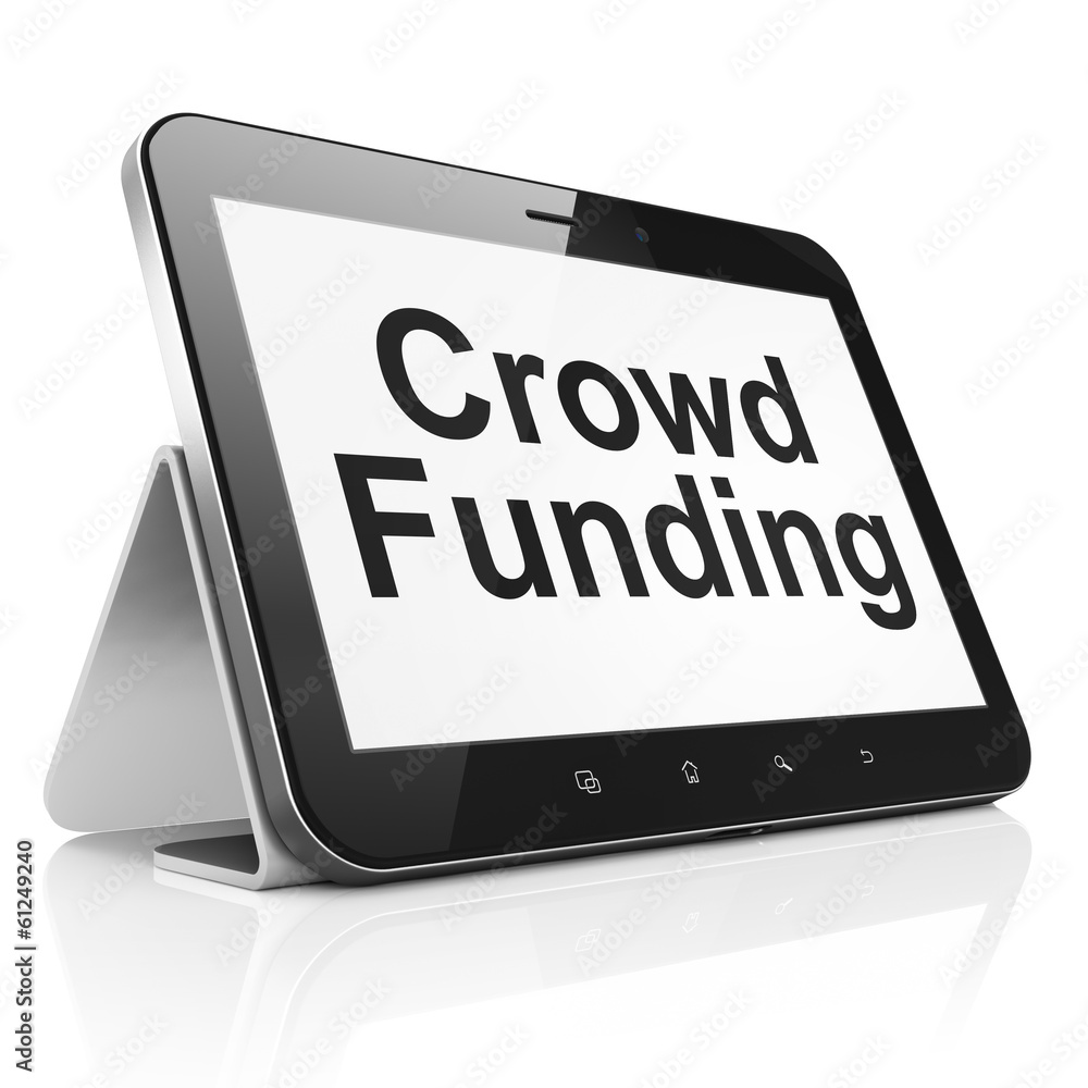 Business concept: Crowd Funding on tablet pc computer Business concept: Crowd Funding on tablet pc computer