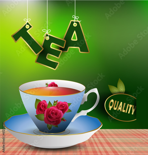 An example of a cup of tea on the table. eps 10 vector.