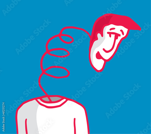 Man with his head on a spring