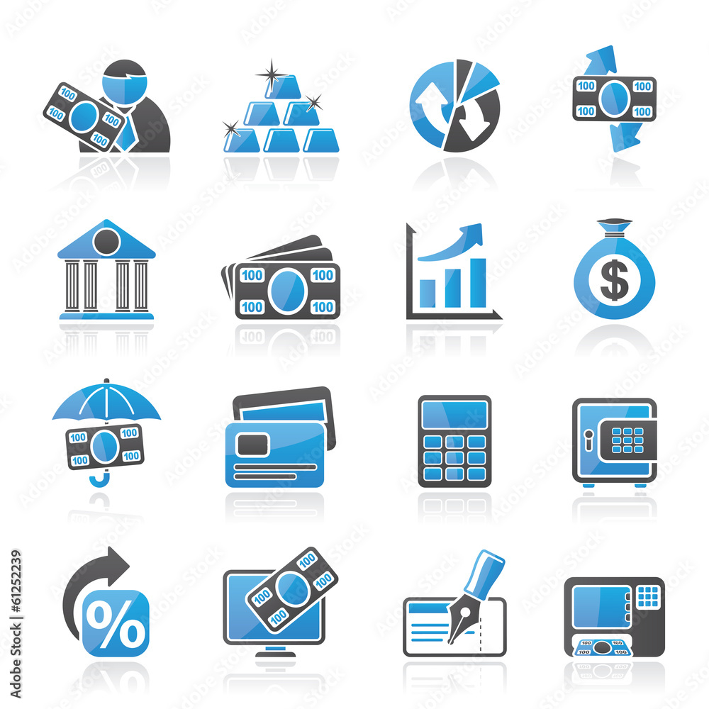 Bank, business and finance icons - vector icon set Bank, business and finance icons - vector icon set