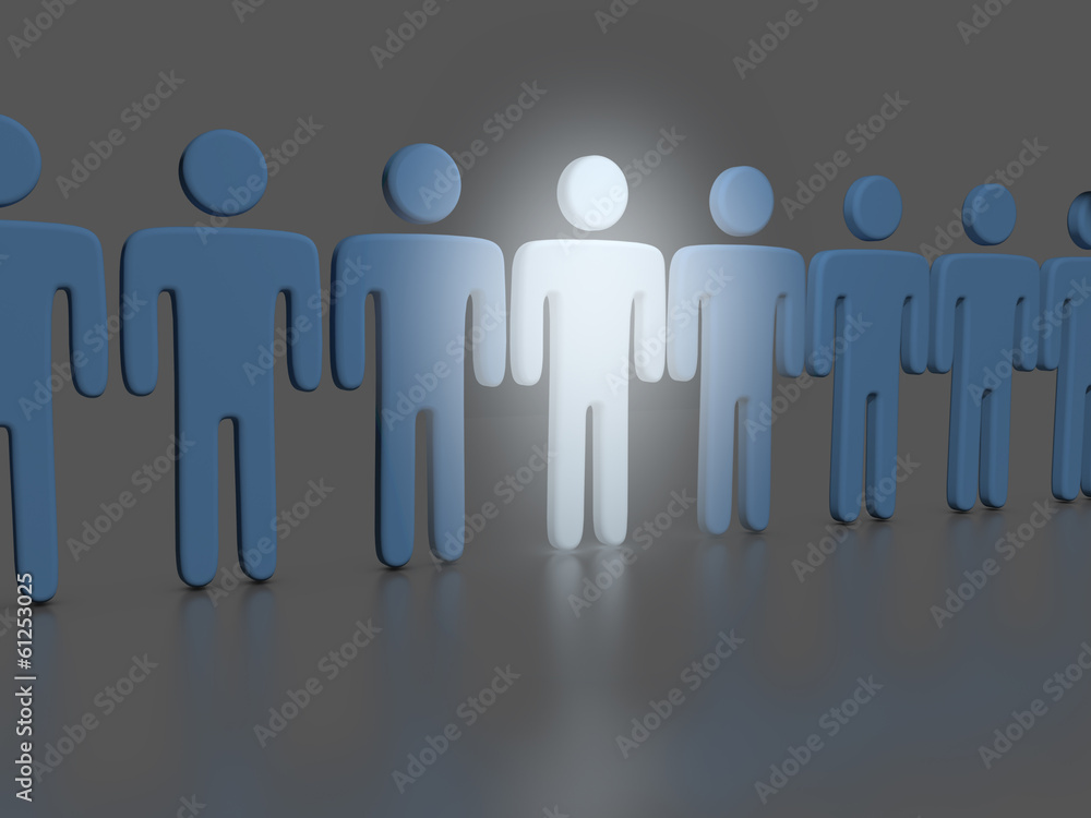 Choose one bright Person in people line Choose one bright Person in people line