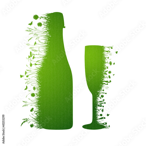 Sektflasche mit Glas