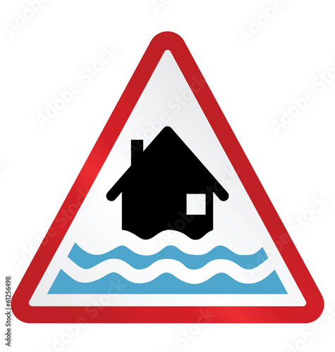 Red alert flood warning sign