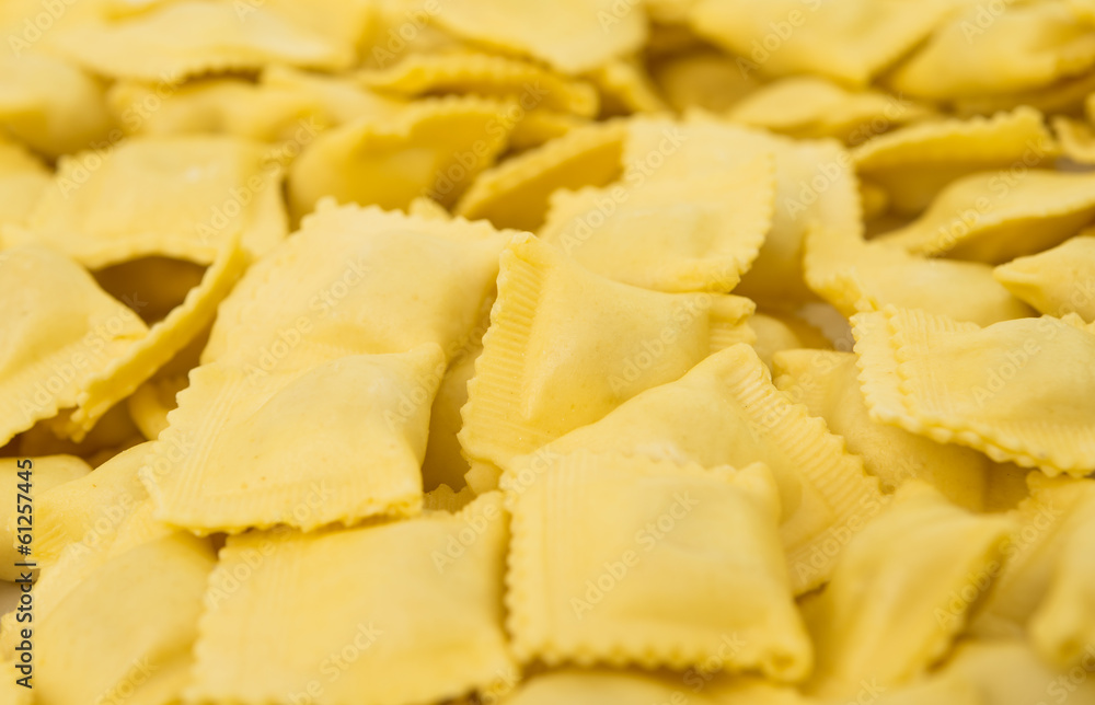 Ravioli pasta squares isolated
