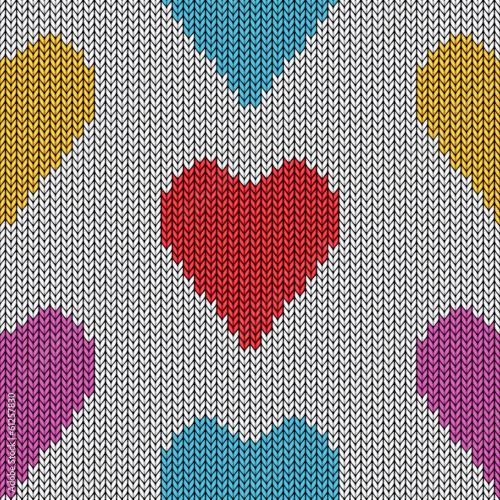 Knitted heart. Valentine day card