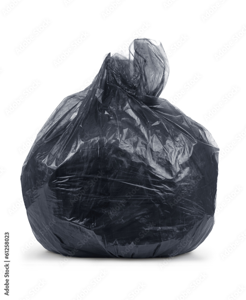 garbage bag with trash isolated on white