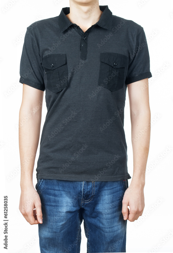 Man wearing t-shirt isolated on white background Man wearing t-shirt isolated on white background