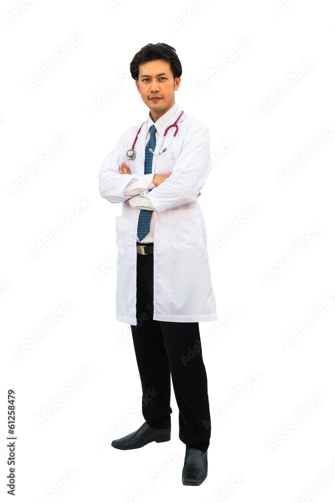 Portrait of confident young medical doctor on white background Portrait of confident young medical doctor on white background
