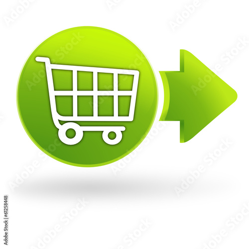 chariot sur symbole web vert