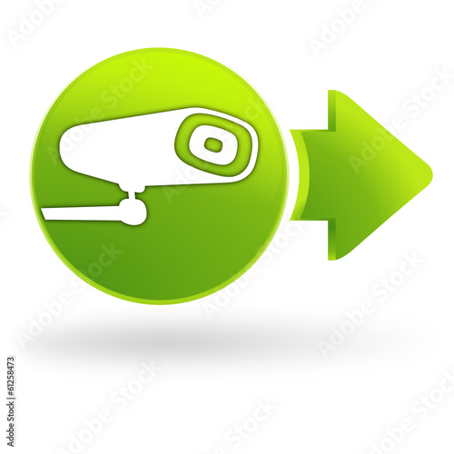caméra de surveillance sur symbole web vert