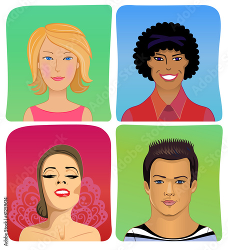 Man woman profile avatar vector set