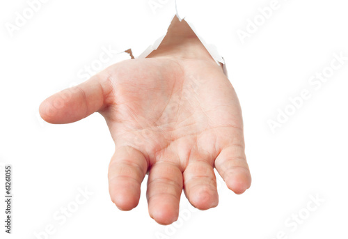 Man stretches out his hand