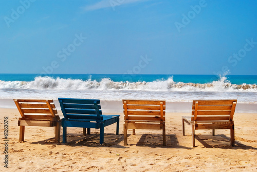 Sea view, chairs on the beach © kosobu