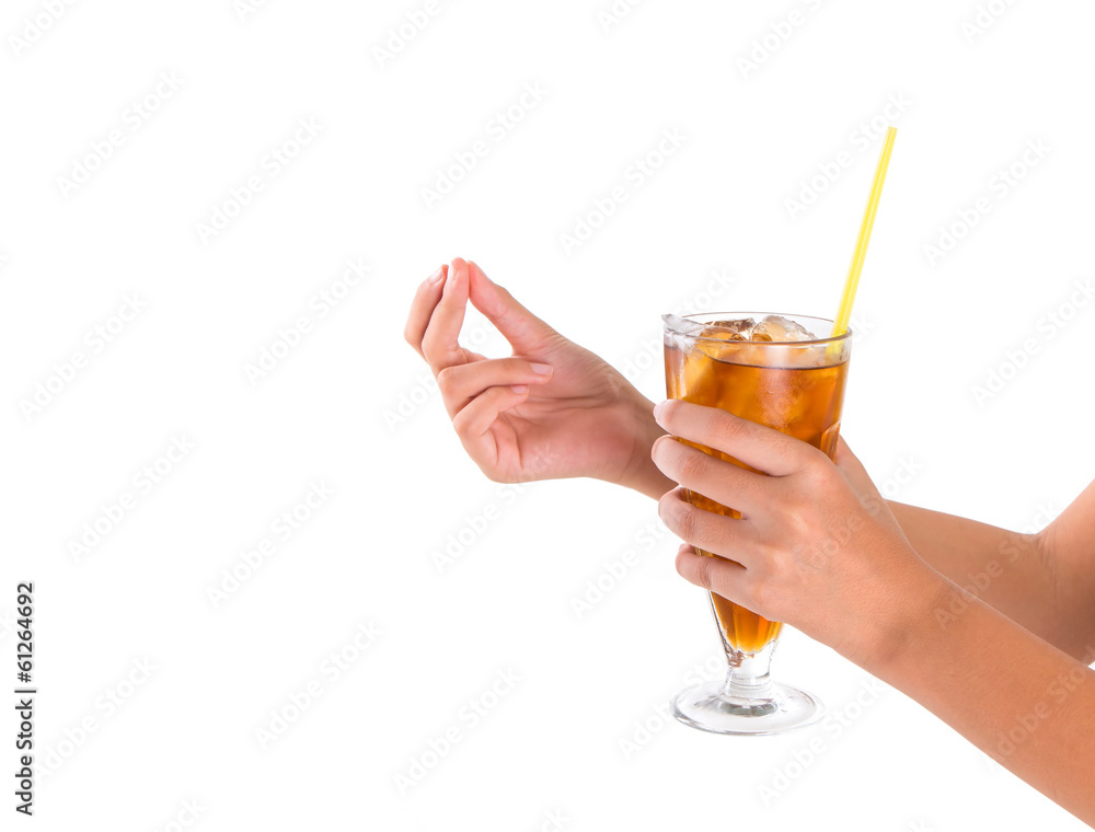 Teenage girl hands holding a refreshing drink Teenage girl hands holding a refreshing drink