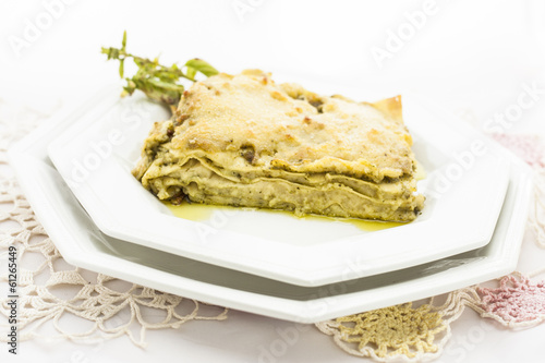 Pie with basil pesto