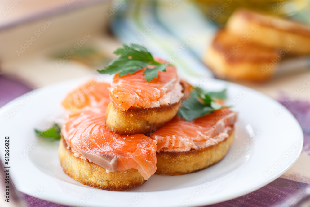 Fried toast with salted salmon Fried toast with salted salmon