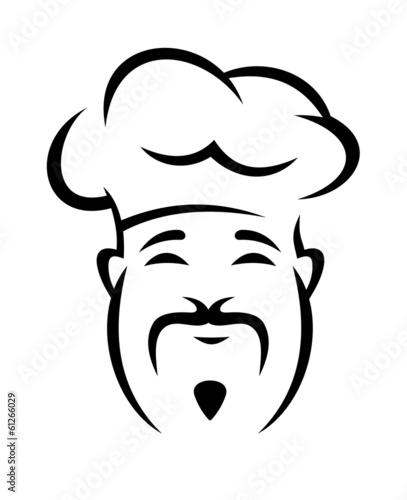 Cheerful chinese chef with a moustache