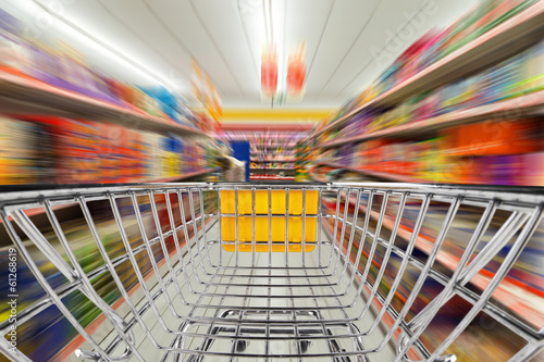 shop cart in supermarket photo