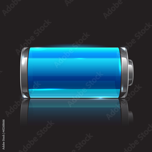 Vector glossy full battery, realistic illustration