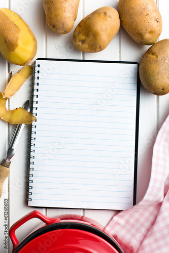recipe book with potatoes