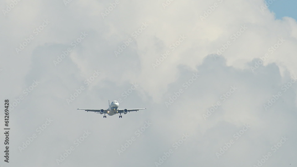 Plane approaching and landing Plane approaching and landing