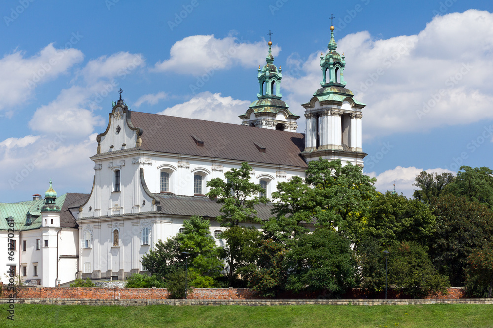 view on skalka church  in old town of  cracow in  poland