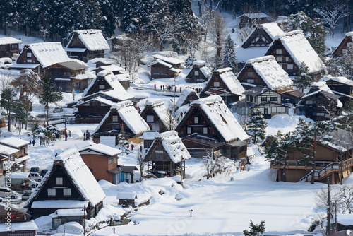 Historic Village of Shirakawa-go in winter photo