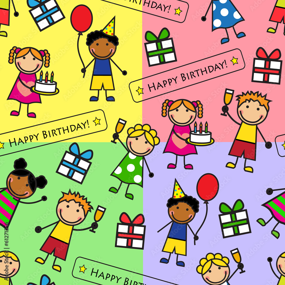 Cartoon seamless pattern with birthday party Cartoon seamless pattern with birthday party