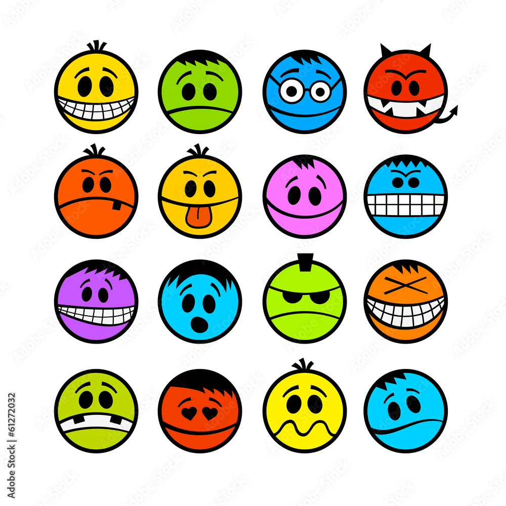 Fototapeta premium Funny colorful vector emoticons.