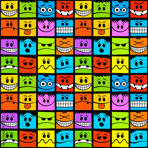 Funny colorful emotions seamless pattern.