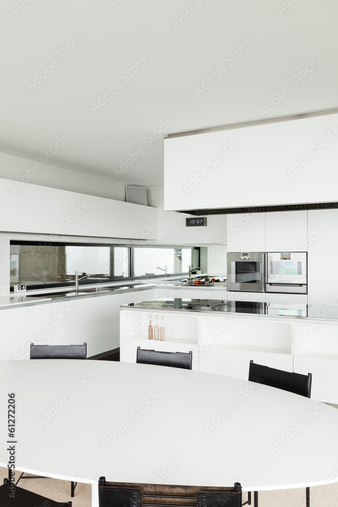 Beautiful interior of a modern villa, domestic kitchen Beautiful interior of a modern villa, domestic kitchen