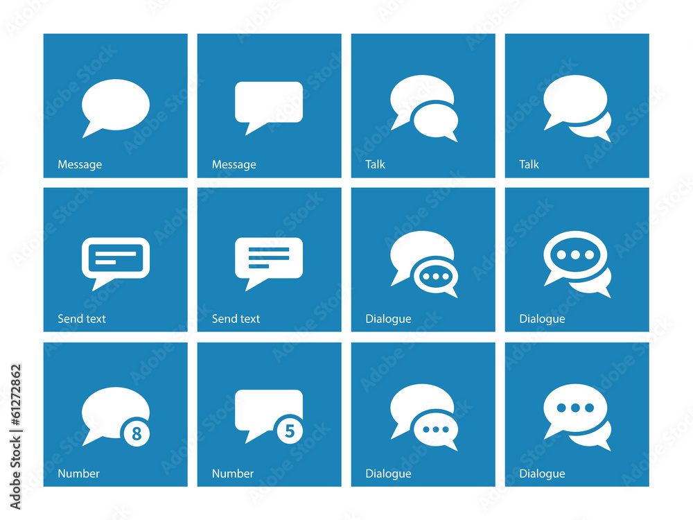 Obraz premium Message bubble icons on blue background.