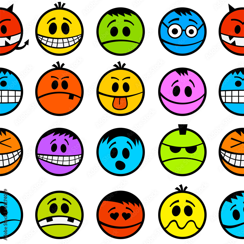 Obraz premium Funny colorful emotions seamless pattern.