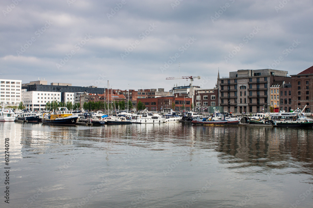 Harbor in Antwerp, Belgium.