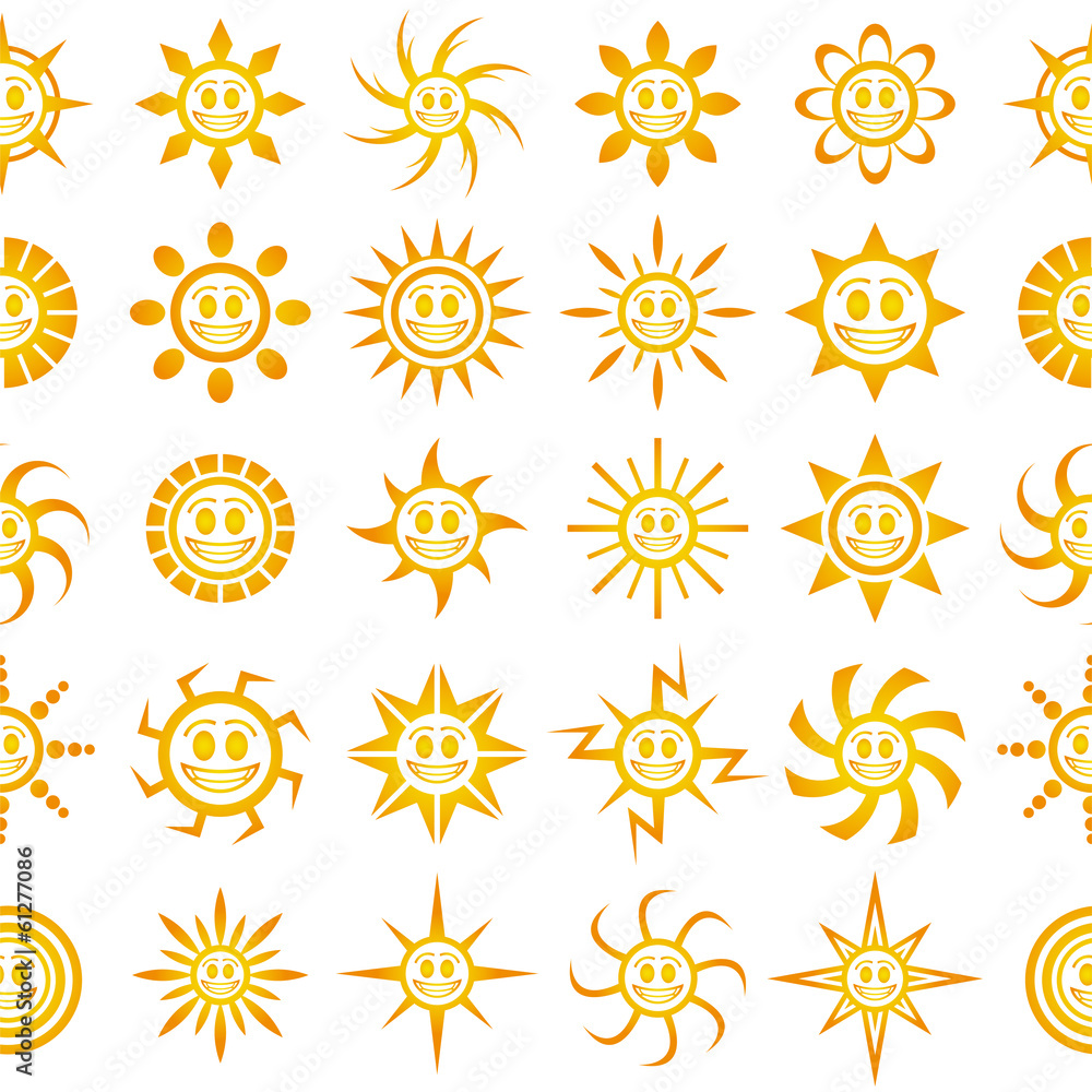 Smiling suns seamless pattern. Smiling suns seamless pattern.