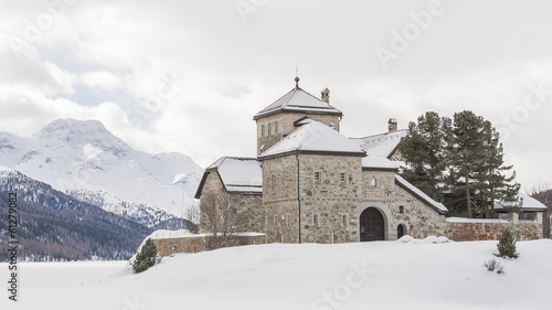 Silvaplana, Schloss, Engadin, Schweizer Alpen, Winter, Schweiz