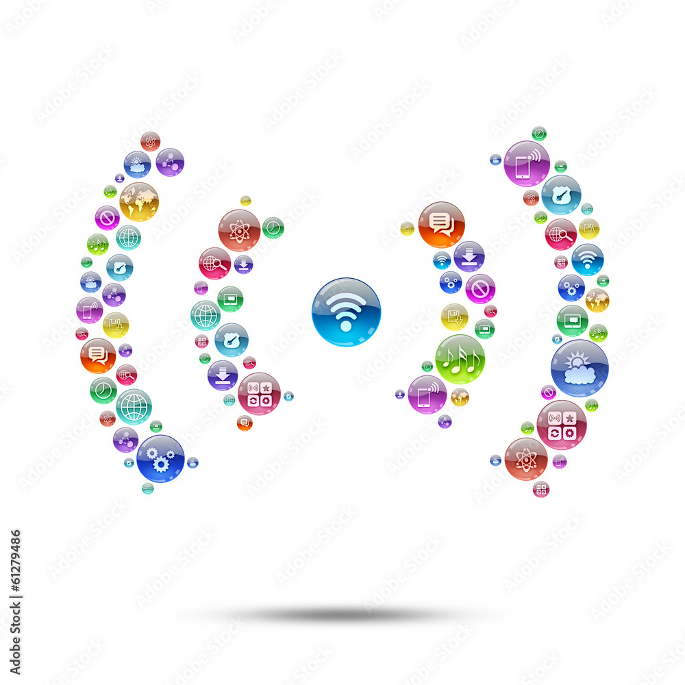 Silhouette wi-fi consisting of apps icons