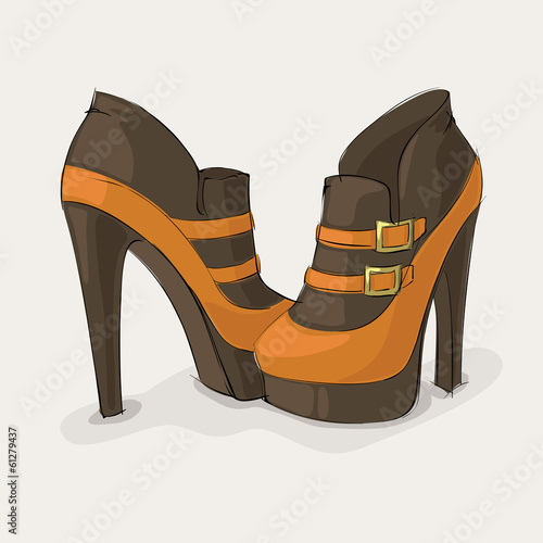 Brown and yellow ankle boots
