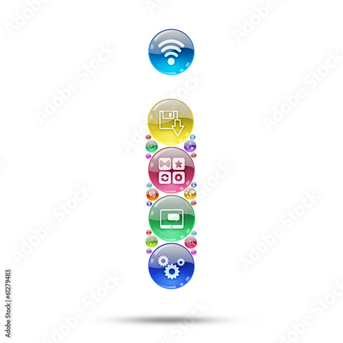 Silhouette letter I consisting of apps icons
