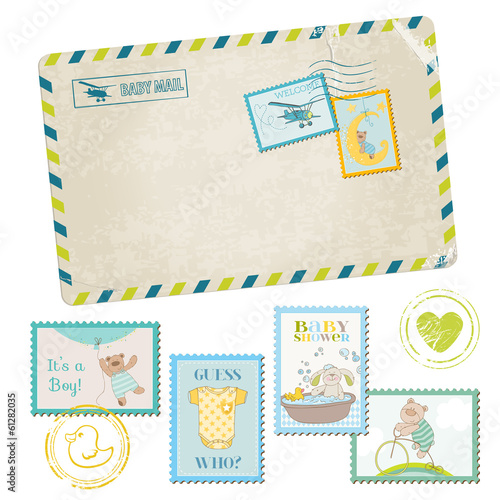 Baby Shower or Arrival Postage Stamps - for design and scrapbook