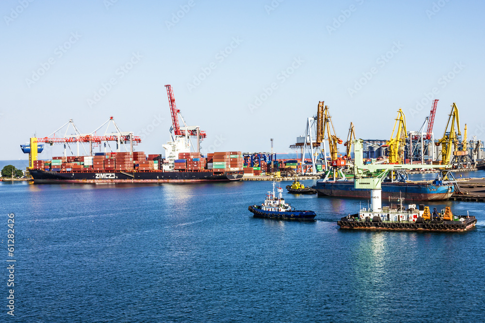 Container terminal in Odessa sea port, Ukraine.
