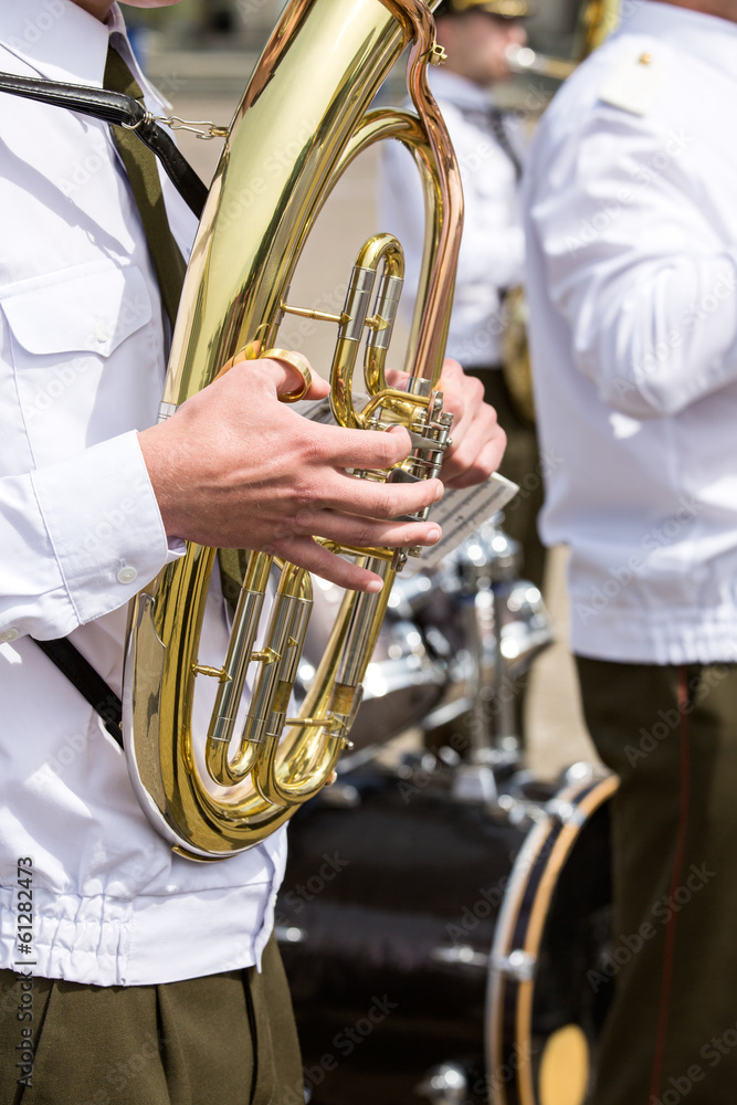 Fototapeta premium Tuba player in military band