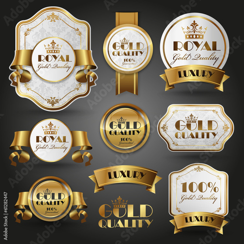 royal luxury labels and badges gold and silver