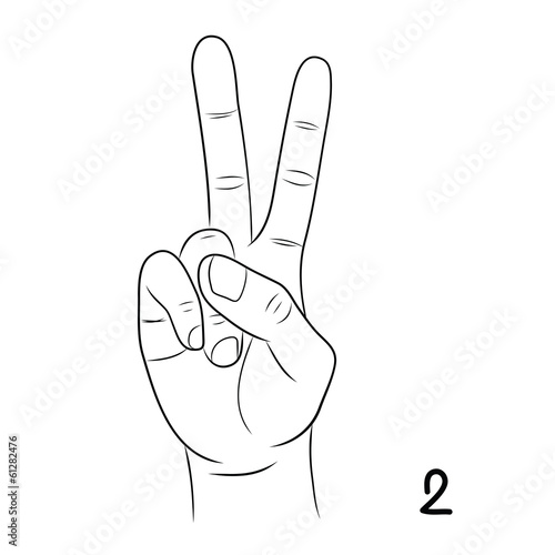Sign language ,number 2