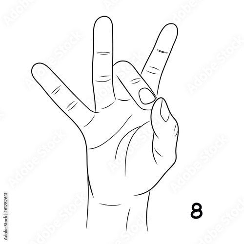 Sign language ,number 8